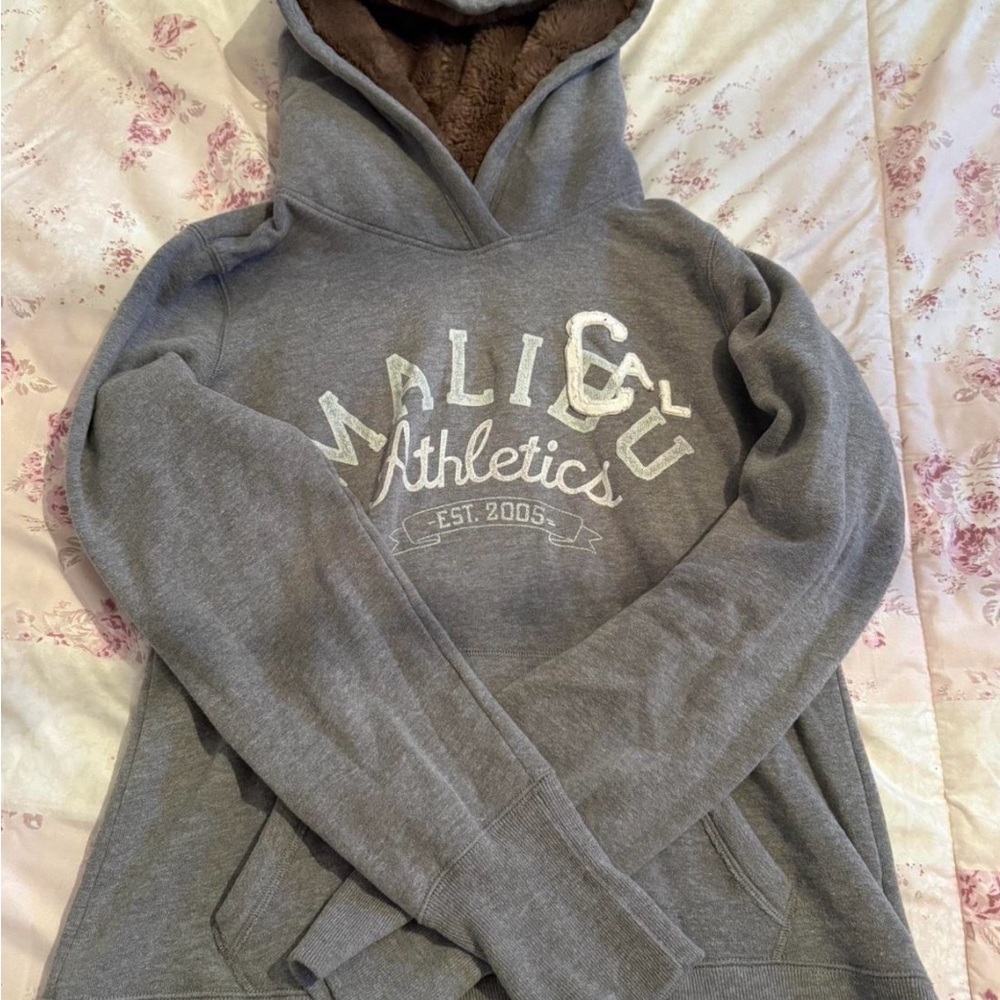 Hollister Gray Hoodie with White Print